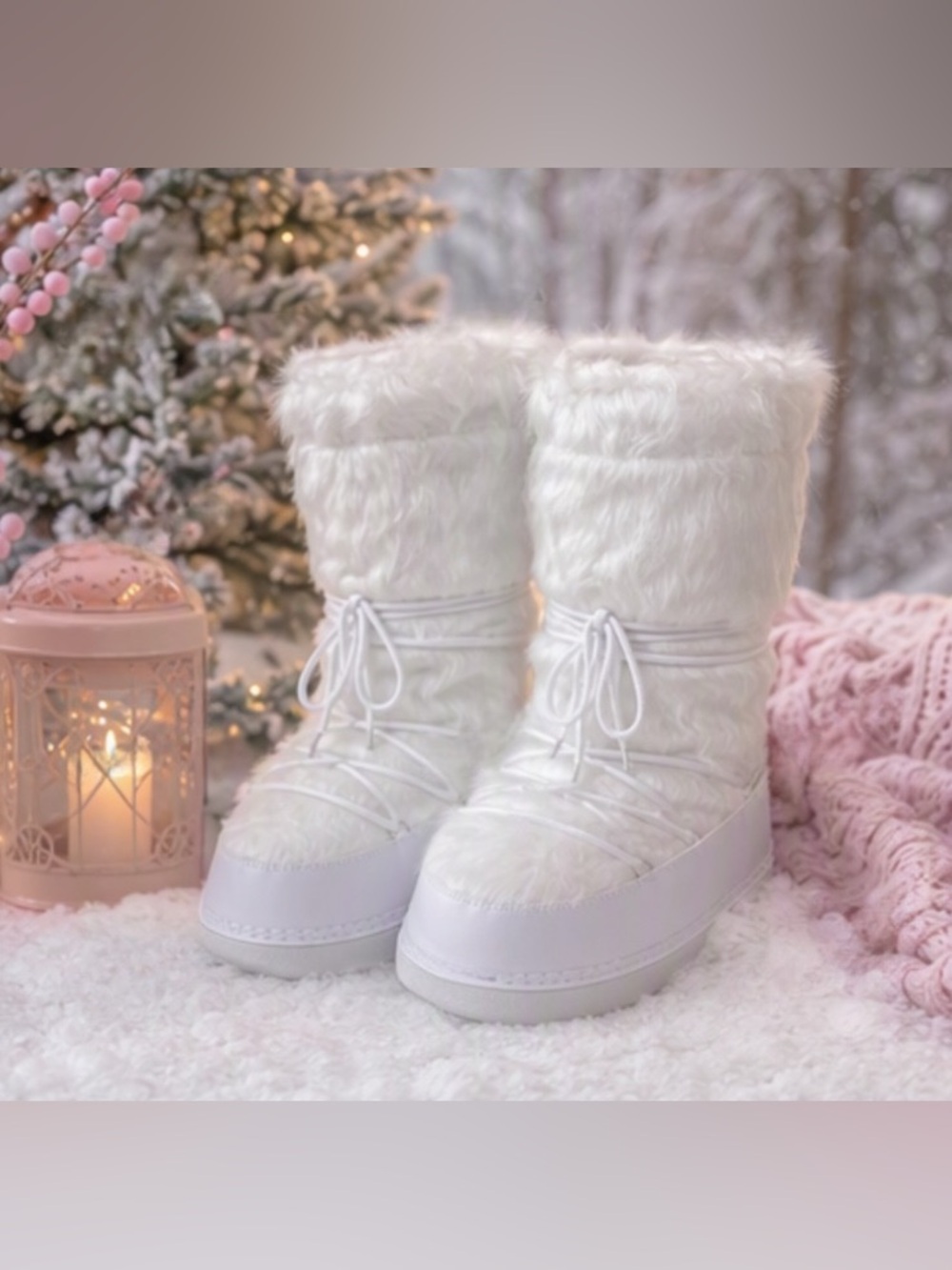 🎀🌷 White Faux-Fur Winter Boots 🌷🎀 NWT
